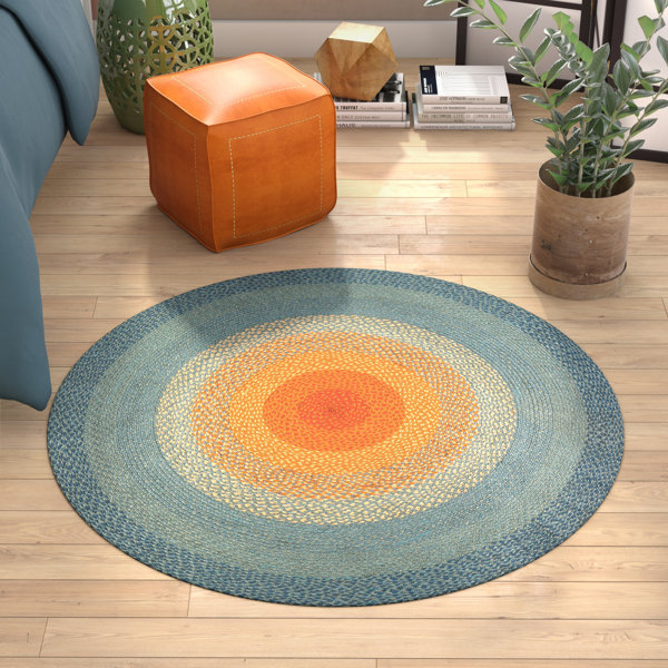 Bungalow Rose Handmade Braided Jute/Sisal Blue/Orange Rug & Reviews